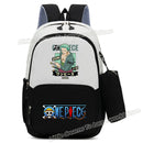 Mochila One Piece Anime com Estampa Luffy e Zoro Gear 5, Mochila Escolar com Estojo.