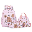 Conjunto Escolar 3 Peças Capivara Cartoon – Mochila + Lancheira + Estojo