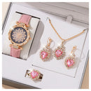 Conjunto de Relógio, Colar e Brincos com Cristais, Anel e Relógio – Kit Presente para Mãe, Esposa ou Namorada