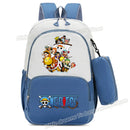 Mochila One Piece Anime com Estampa Luffy e Zoro Gear 5, Mochila Escolar com Estojo.