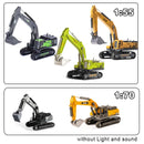 Escavadeira Brinquedo em Miniatura Fundido, Modelo de Engenharia com Som e Luz, Recolhimento por Trás, Presente de Coleção de Construção para Crianças.