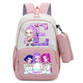 Mochila Infantil K-Pop Demon Hunters com Estojo, Estilo Kawaii, Estampa de Letras e Desenhos.