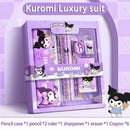 Conjunto de Papelaria Sanrio 12 Peças – Kuromi, Cinnamoroll e My Melody, com Lápis, Borrachas, Réguas.
