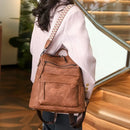 Mochila Feminina em Couro PU –  À Prova D’Água e Anti-Furto, Estilo Retrô para Viagem e Faculdade.