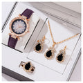 Conjunto de Relógio, Colar e Brincos com Cristais, Anel e Relógio – Kit Presente para Mãe, Esposa ou Namorada