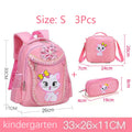 Mochila Infantil Rosa com Gatinho,Bolsa Escolar para Meninas, Estudantes e Adolescentes, Impermeável.