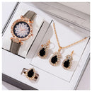 Conjunto de Relógio, Colar e Brincos com Cristais, Anel e Relógio – Kit Presente para Mãe, Esposa ou Namorada