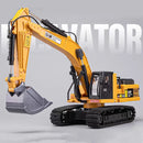 Escavadeira Brinquedo em Miniatura Fundido, Modelo de Engenharia com Som e Luz, Recolhimento por Trás, Presente de Coleção de Construção para Crianças.