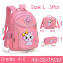 Mochila Infantil Rosa com Gatinho,Bolsa Escolar para Meninas, Estudantes e Adolescentes, Impermeável.