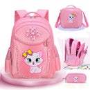 Mochila Infantil Rosa com Gatinho,Bolsa Escolar para Meninas, Estudantes e Adolescentes, Impermeável.