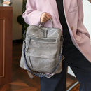 Mochila Feminina em Couro PU –  À Prova D’Água e Anti-Furto, Estilo Retrô para Viagem e Faculdade.