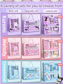 Conjunto de Papelaria Sanrio 12 Peças – Kuromi, Cinnamoroll e My Melody, com Lápis, Borrachas, Réguas.