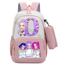 Mochila Infantil K-Pop Demon Hunters com Estojo, Estilo Kawaii, Estampa de Letras e Desenhos.
