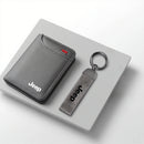 Carteira de Couro para Carro com Porta-Cartões e Bilhetes + Chaveiro de Couro