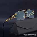 Óculos de sol fashion sem aro com estampa de leopardo, ponte dupla, lentes degradê com efeito ocean film e proteção UV400.