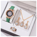 Conjunto de Relógio, Colar e Brincos com Cristais, Anel e Relógio – Kit Presente para Mãe, Esposa ou Namorada