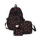 Conjunto de 3 peças: Mochila de Veludo Cotelê com Estampa de Morango.