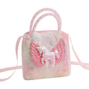 Bolsa de ombro infantil de pelúcia com unicórnio, bolsa transversal para meninas, carteira porta-moedas.