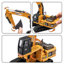 Escavadeira Brinquedo em Miniatura Fundido, Modelo de Engenharia com Som e Luz, Recolhimento por Trás, Presente de Coleção de Construção para Crianças.