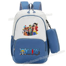 Mochila One Piece Anime com Estampa Luffy e Zoro Gear 5, Mochila Escolar com Estojo.