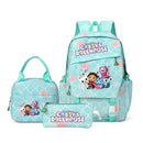 Conjunto com 3 peças: Mochila Colorida Gabby Dollhouse com Bolsa de Lanche, para Meninas e Meninos.