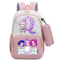 Mochila Infantil K-Pop Demon Hunters com Estojo, Estilo Kawaii, Estampa de Letras e Desenhos.